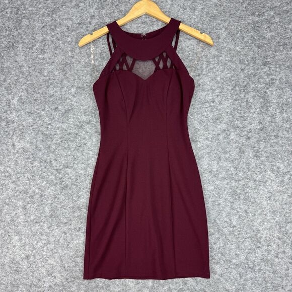 *FLAW* Lots of Love by Speechless Dress Strappy Mesh Cocktail Party Womens 5 - Picture 1 of 9